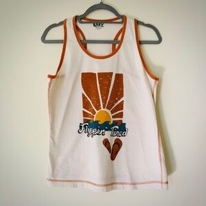 Lazy One “Flippin’ Tired” Retro Graphic Tank Top - Size Small